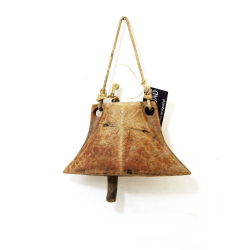 Dzwonek pasterski drewniany Vintage na sznurze 15x20cm